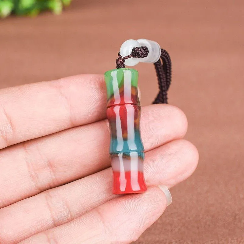 

Xinjiang Gobi Hotan Jade Bamboo Pendant Colorful Jade Chicken Blood Jade Rising Steadily Toensurepeace Men's and Women's Pendant