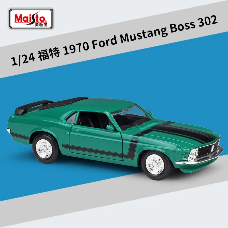 Maisto 1:24 1970 Ford Mustang Boss 302 Yellow Static Die Cast Vehicles Collectible Model Car Toys