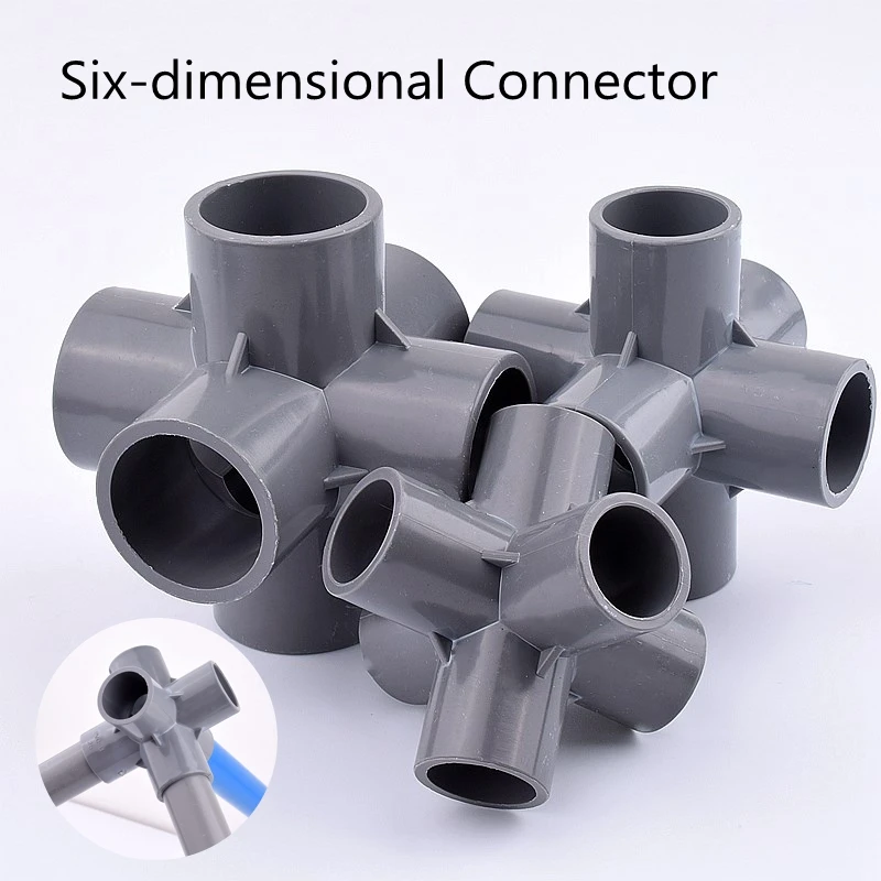 

2-15Pcs 20/25/32mm Grey PVC Six-dimensional Connectors Garden Irrigation Water Pipe Connector Aquarium Adapter Pipe Adapter