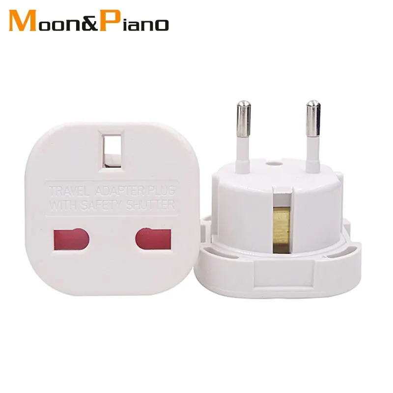 1PC UK To EU Travel Plug Converter AC Power Plugs Wall Charger Outlet 2 Pin Safety Gate Korea Germany Egypt Electrical Socket