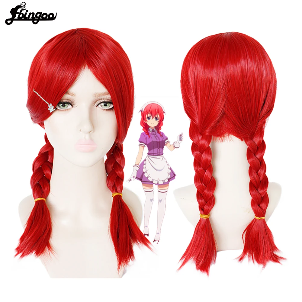 Ebingoo Synthetic Wig Blend S Esu Miu Amano Cosplay Wig Long Red Double Braided Role Play for Halloween Costume Women Party Wig