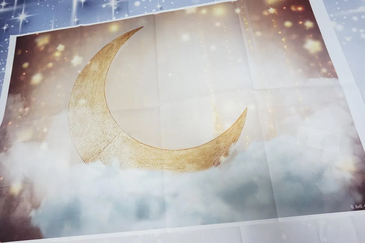 Dreamy Shiny Gold Moon Star Party Photo Backdrop Baby Shower 1st Birthday Portrait Photographic Backgrounds For Photo Studio