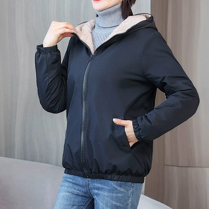 Manteau matelassé épais à capuche courte, veste en coton personnalisée, vêtements de travail en coton sur mesure, manteau d\'hiver chaud