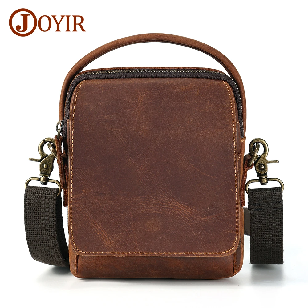 

JOYIR Genuine Leather Men's Shoulder Bag Vintage Small Flap Business Travel Handbag Messenger Crossbody Bags for 7.9"iPad New