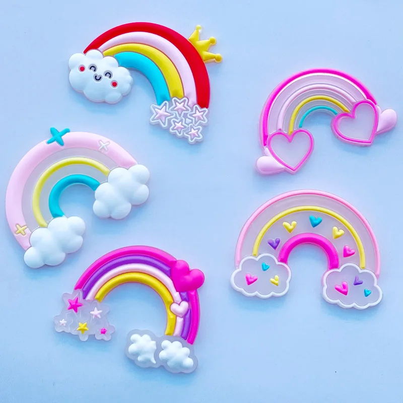 10 Pcs New In 2022 Cute Rainbow Series Kawaii Flat Back Soft Rubber DIY Scrapbook Hair Accessories Home Decor Accessories C61