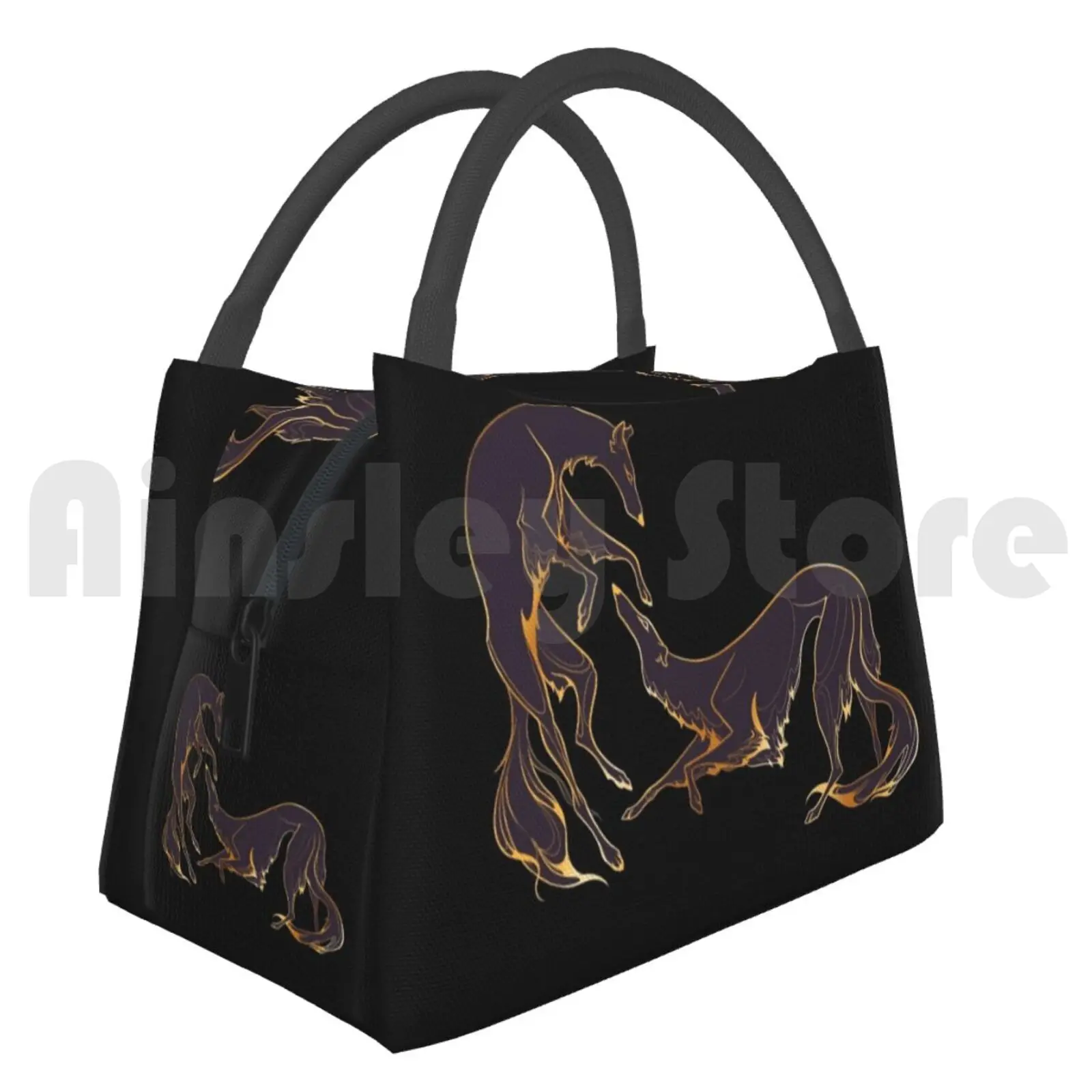 

Portable Insulation Bag Dancing Gold And Purple Borzoi Borzoi Dancing Sighthound Russian Wolfhound