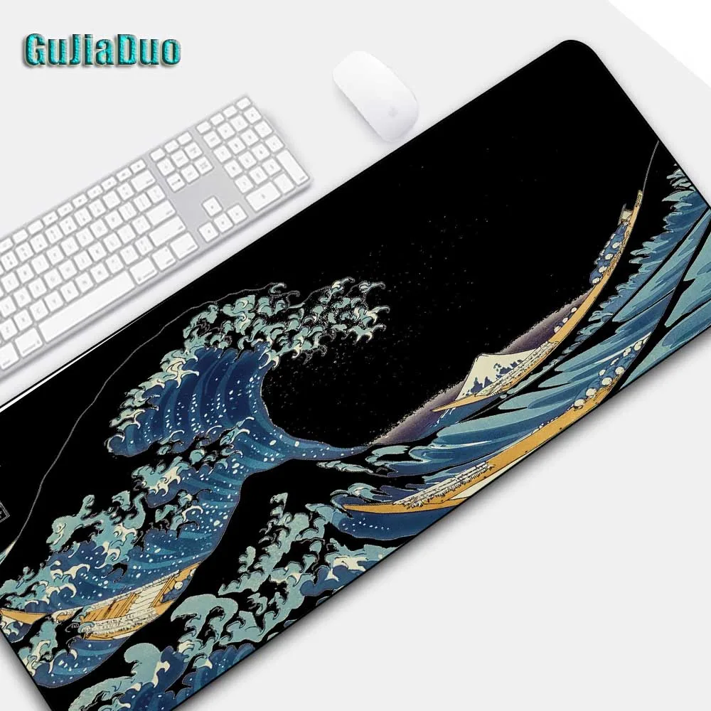 GuJiaDuo Best Selling Japanese Big Wave Large Mouse Pad XXL Gamer Notebook Keyboard Gaming Accessories Gaming Mouse Pad Desk Mat