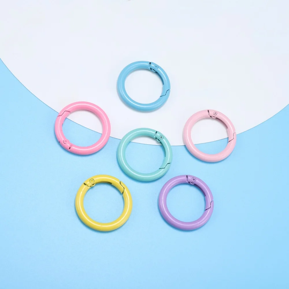 5 Teile/los 21 Farben Metall O Ring Frühling Verschluss Zu Öffnende Runde Karabiner Schlüsselbund Clips Haken Hund Kette DIY Schmuck Schnalle stecker – Detail 3