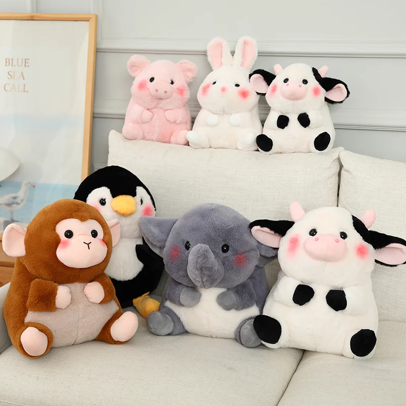 18-40cm Ball Shape Animals Stuffed Cartoon Bunny Pink Pig Monkey Elephant Penguin Hug Cuddly Plushies Toys Ferry Plush Soft Doll