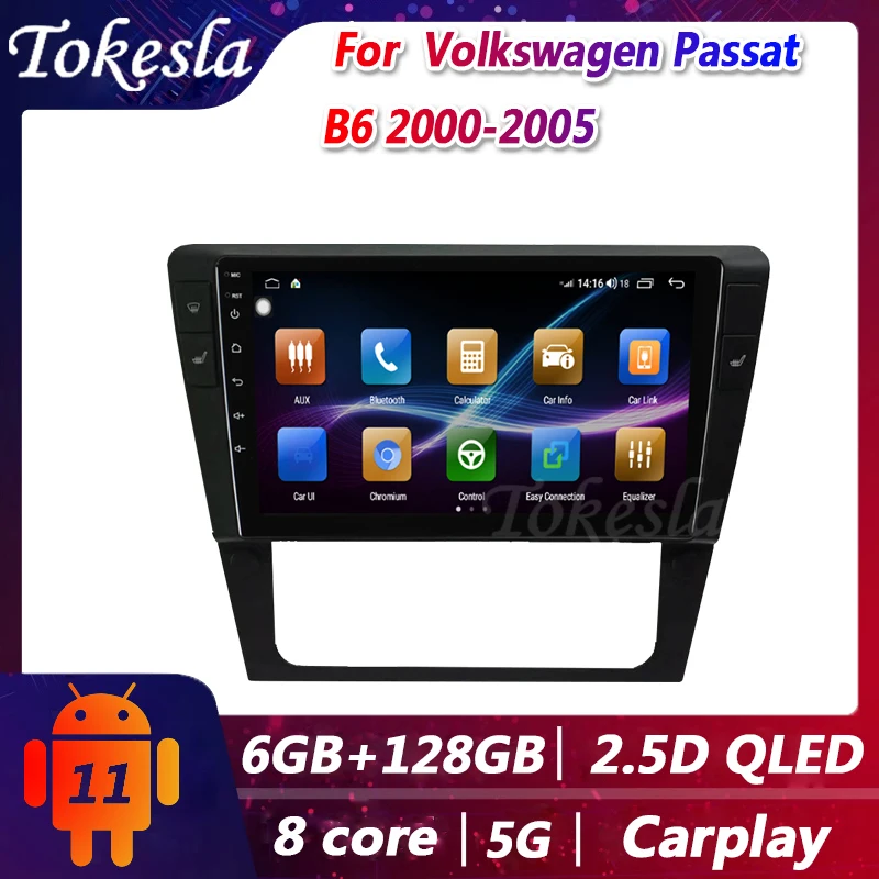 

Tokesla Car Radio For Volkswagen Passat B6 Android 11 Auto Central Multimedi Bluetooth Dvd Player GPS Navigation Dsp 2000-2005