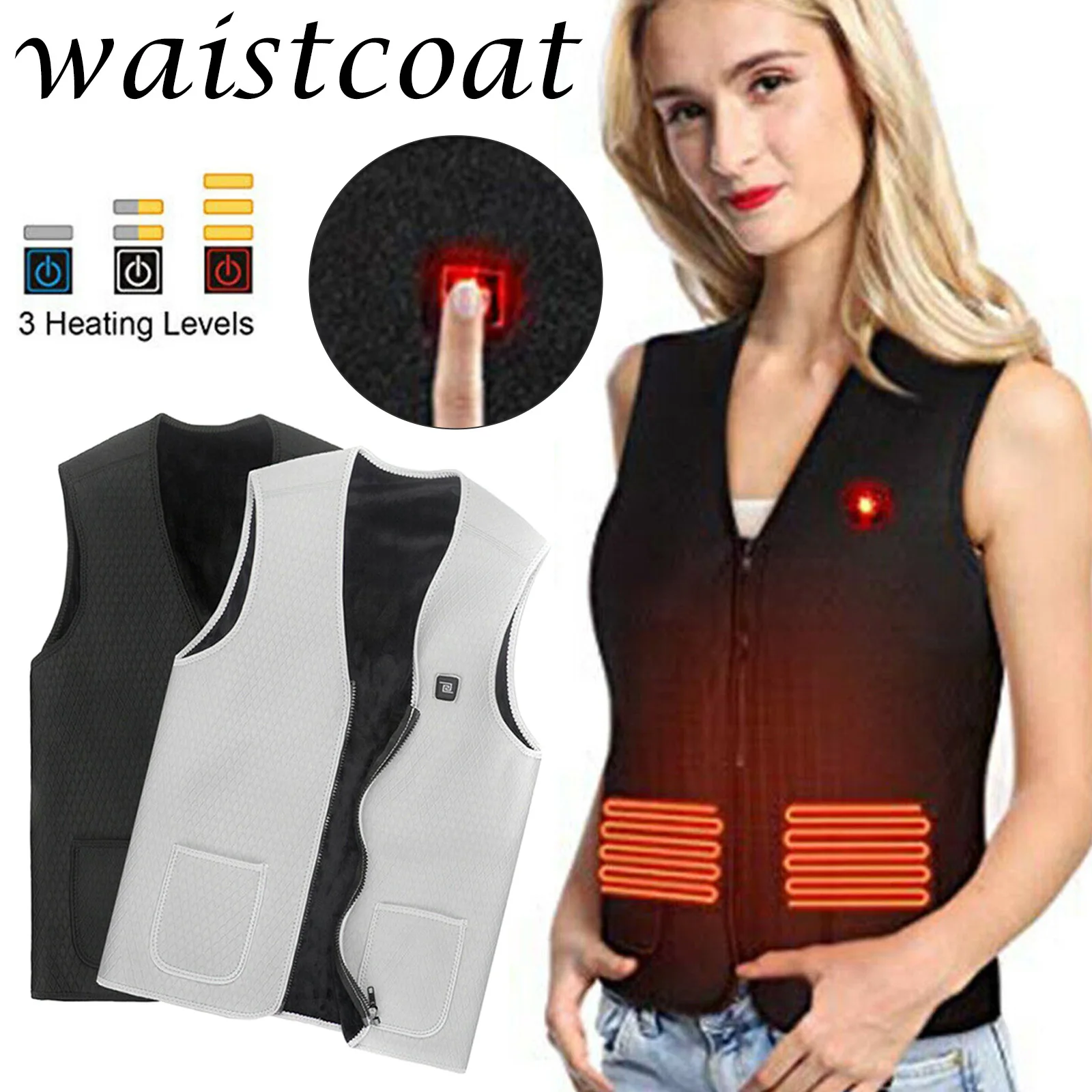 Newly Electric Heated Vest Jackets Usb Warm Up Heating Pad Body Warmer Winter Clothing Unisex Chaleco Calefactable 발열조끼