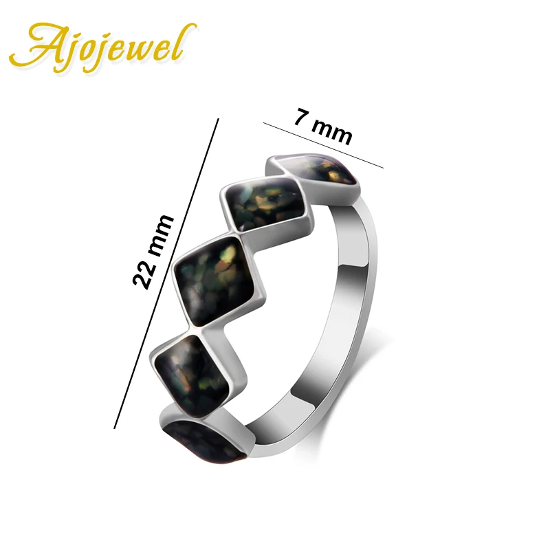 Ajojewel Retro Simple Thin Ring With Resin Stone Black Marcasite Vintage Rings For Women Wholesale Bague Femme