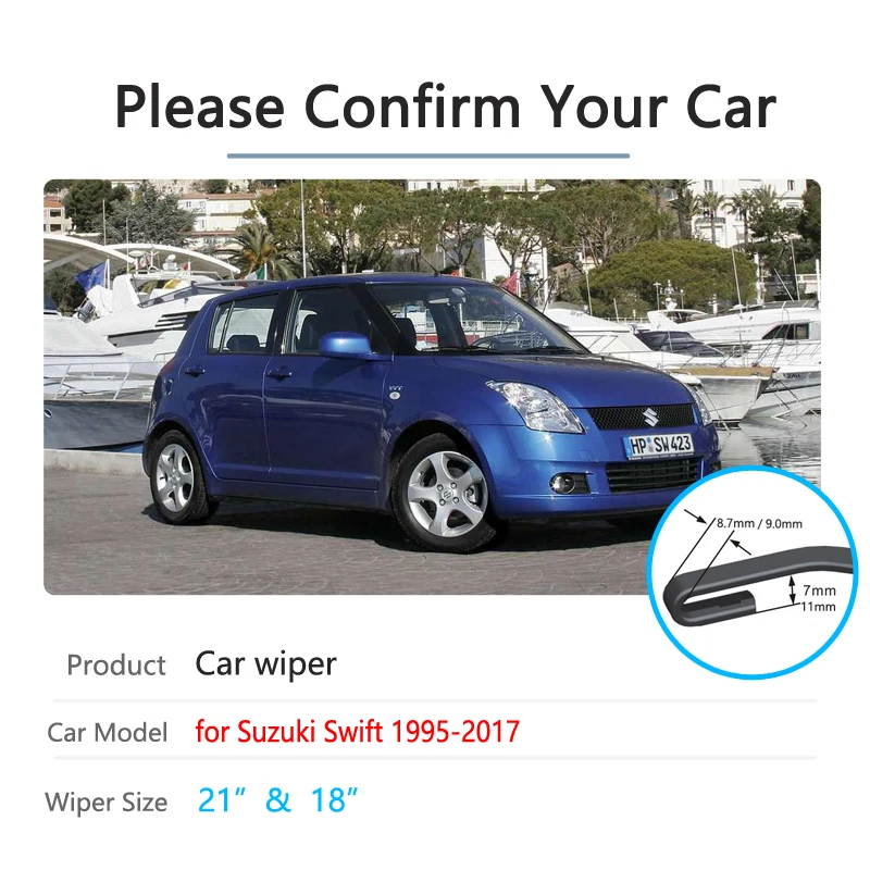 Car Wiper Blades for Suzuki Swift 1995~2017 1996 2000 2011 2012 2013 2014 2015 Front Windscreen Wipers Car Accessories Stickers