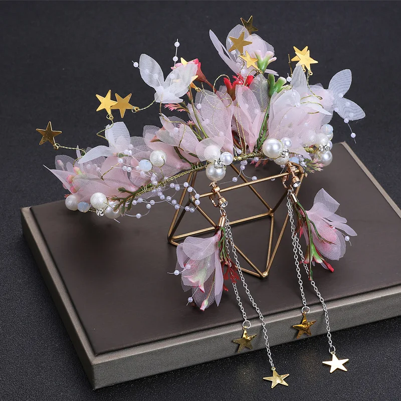 

Super Beautiful Wreath Flower Color Princess Crown Children's Headdress Girls Hair Accessories Host Performance Headband Women