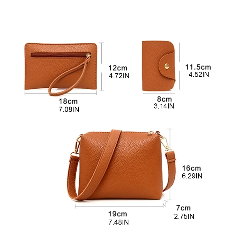 4Pcs/set Leather Women Handbag Shoulder Bag Tote Card Holder Purse Satchel LX9F