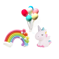 HUHULE 8pcs/set Unicorn Cake Topper Rainbow Cloud And Balloon Unicorn Party Gift For Girls Cake Decorating Baby Shower Supplies