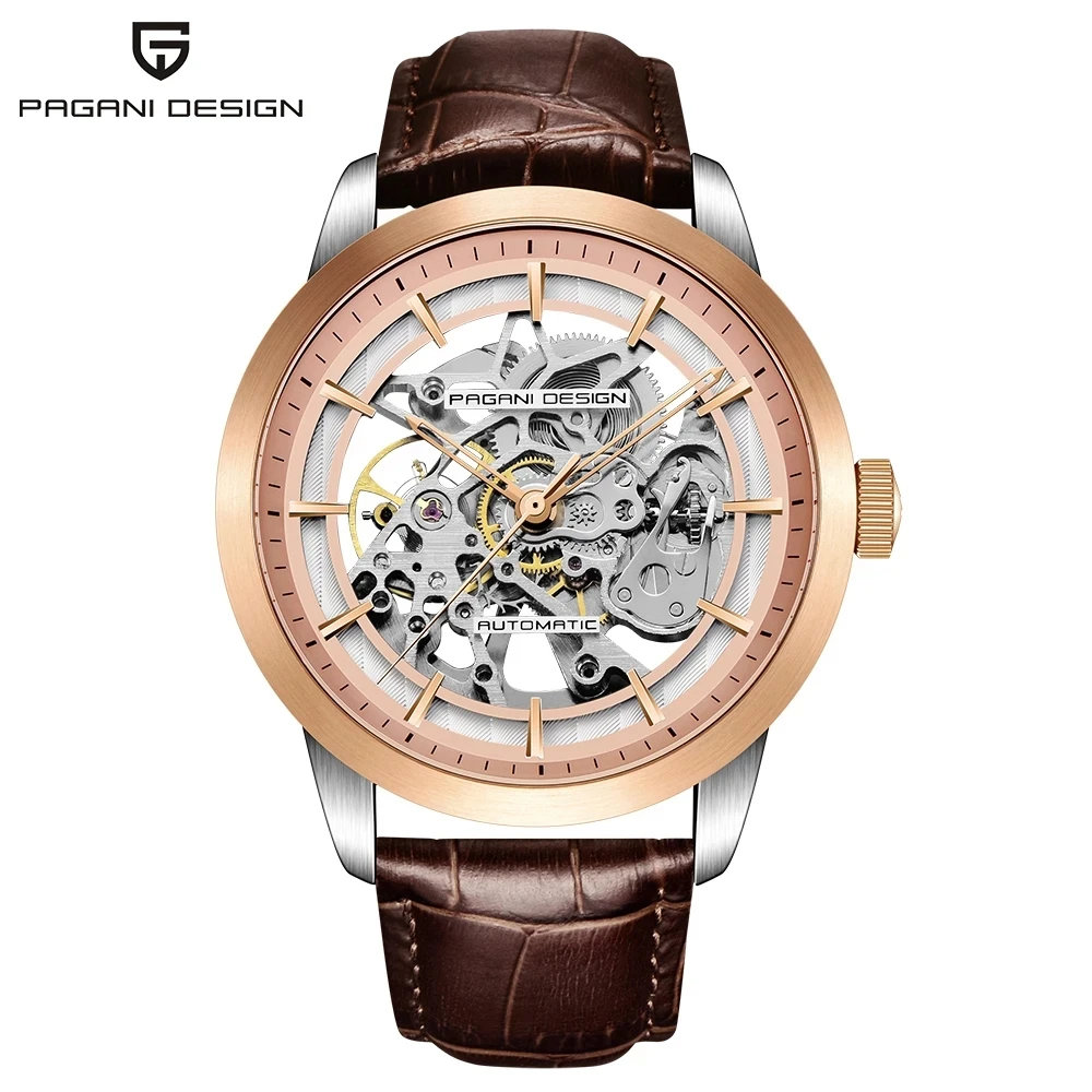 PAGANI DESIGN Men Tourbillon Mechanical Wristwatch Luxury Gold Case Stainless Steel Waterproof 100m Hollow Automatic Men\'s Watch