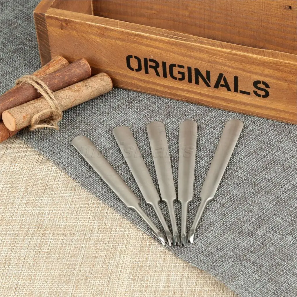 

5PCS Leather Craft Edge Stitching Skiving Groover Keen Edge Working Hand Leathercraft Craft Steel Tool