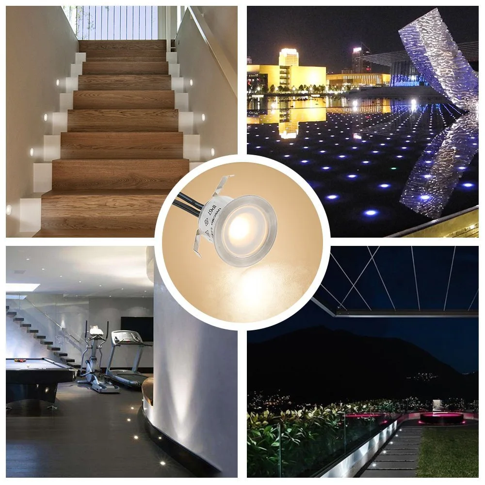 LED Deck Lights 12V IP67 Waterproof Stainless Steel Recessed Underground Lamp Stair Underground Bulb LED Lights Wall Spotlight