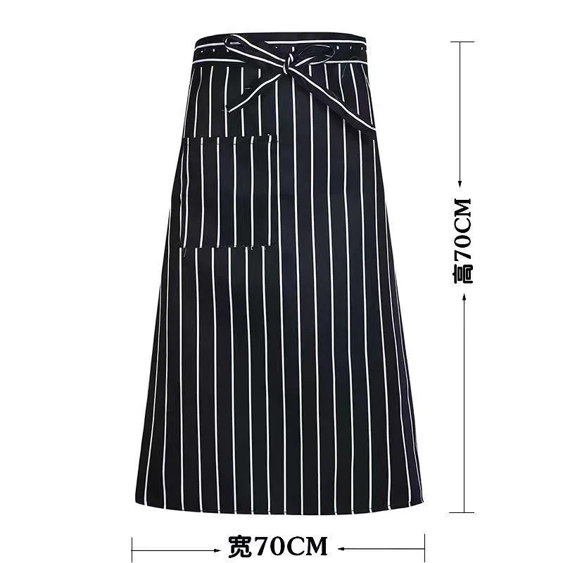 Apron + hat Adjustable Half-length Adult Apron Striped Hotel Restaurant Chef Waiter Apron Kitchen Cook Apron