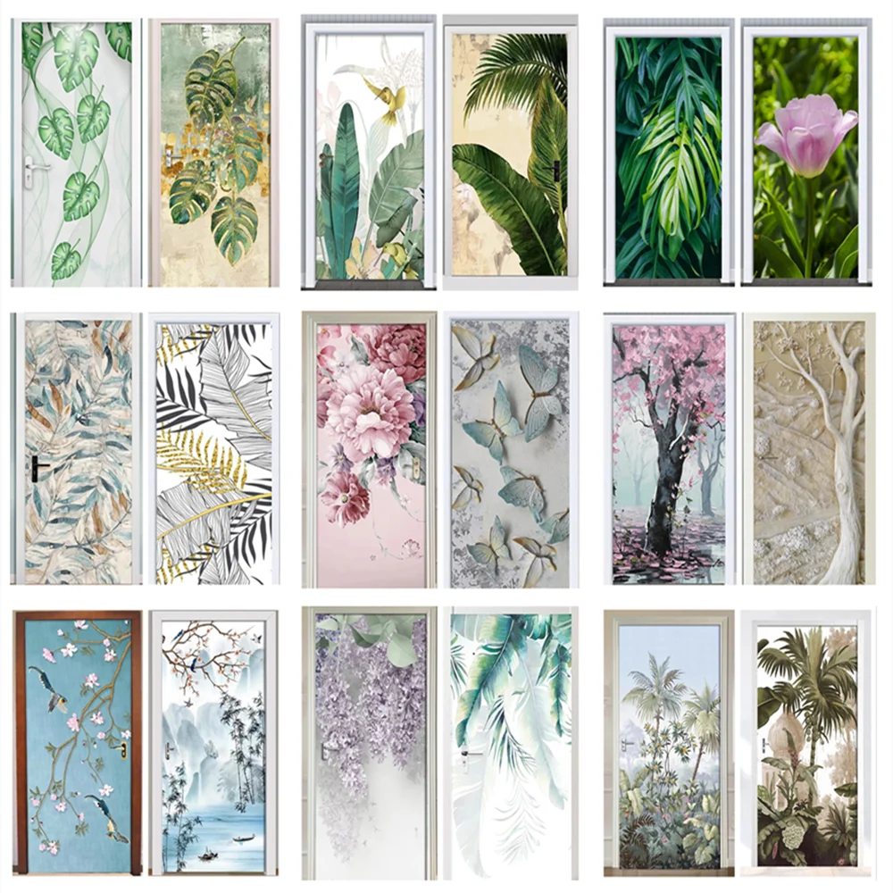 Nordic Style Plant Wall Decoration Wall Sticker DIY Flowers Tropical Palm Leaves Wall Stickers Modern Art Vinyl Decal Wall Mural