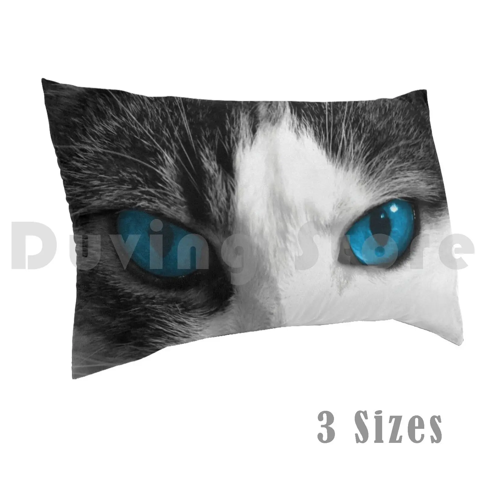 Blue Cats Eyes Pillow Case DIY 50*70 Quartermoon Quarter Moon Cat Pet Animal Tiger House Garden Mouse