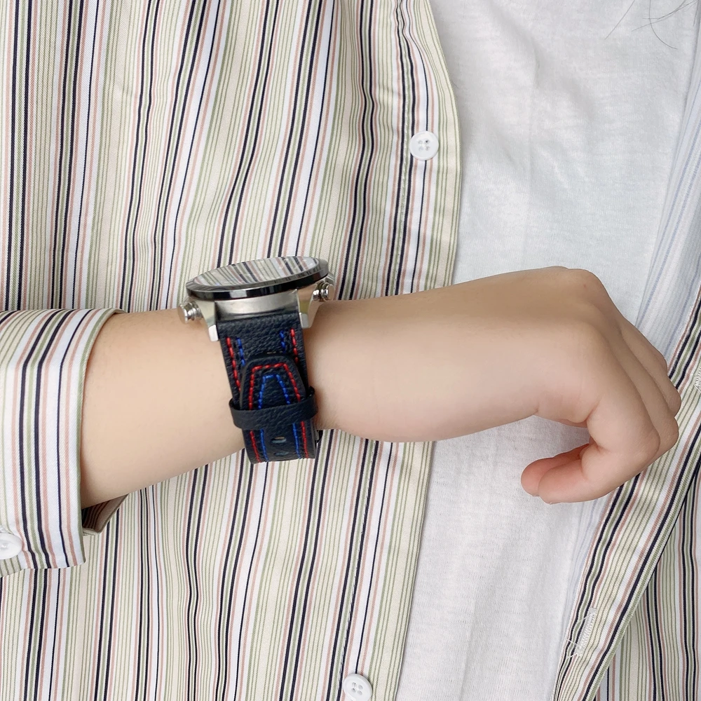 20 cinturino in pelle 22mm per Samsung Galaxy Watch 3 4 40/44mm Classic 42/46mm Gear Sport S3S2 Huami Amazfit gtr bip cinturino huawei gt2