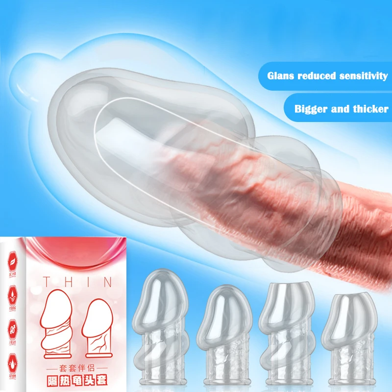 Time-lapse Condom with Big Glans Transparent and Thickening Adult Products 360-degree Desensitization Penis Adult Toys for Men