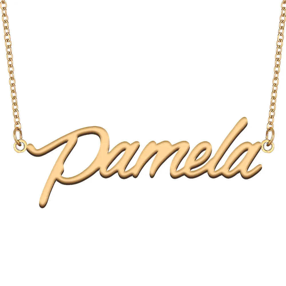 Pamela Name Necklace for Women Personalized Stainless Steel Jewelry Gold Plated Nameplate Pendant Femme Mother Girlfriend Gift