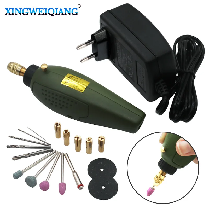 XINGWEIANG Mini Electric drill accessories Electric Grinding Set 12V DC Grinder Tool for Milling Polishing Drilling Engraving EU