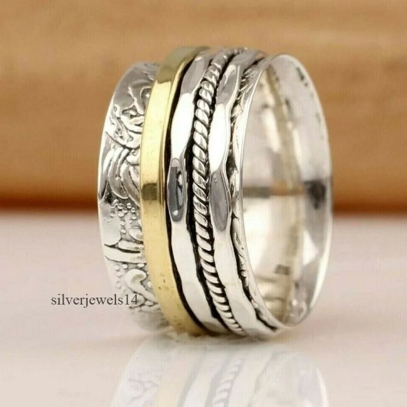 ANTIQUE DESIGN  Meditation Statement Spinner Ring Jewelry