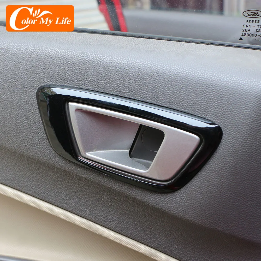 Inner Door Handle Circle Trim for Ford Ecosport 2013-2017 ABS Door Handle Armrest Interior Cover Protection Stick Frame Trim