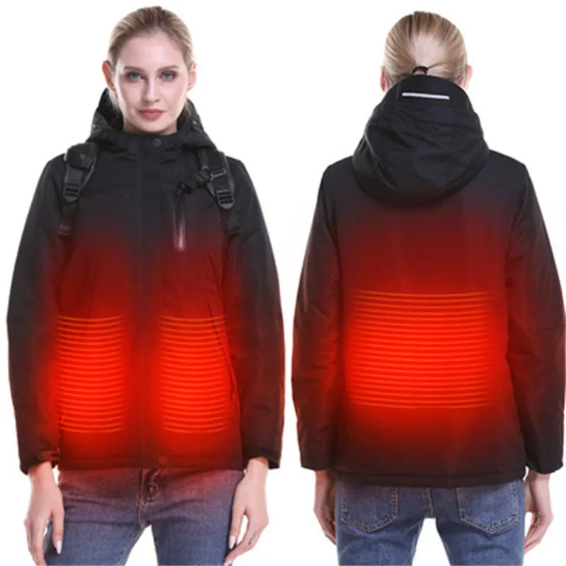 Mannen Vrouwen Winter Herfst Intelligente Kleding Gewatteerde Katoenen Usb Elektrisch Verwarmde Jas Warm Opladen Hooded Koorts Jas Reizen