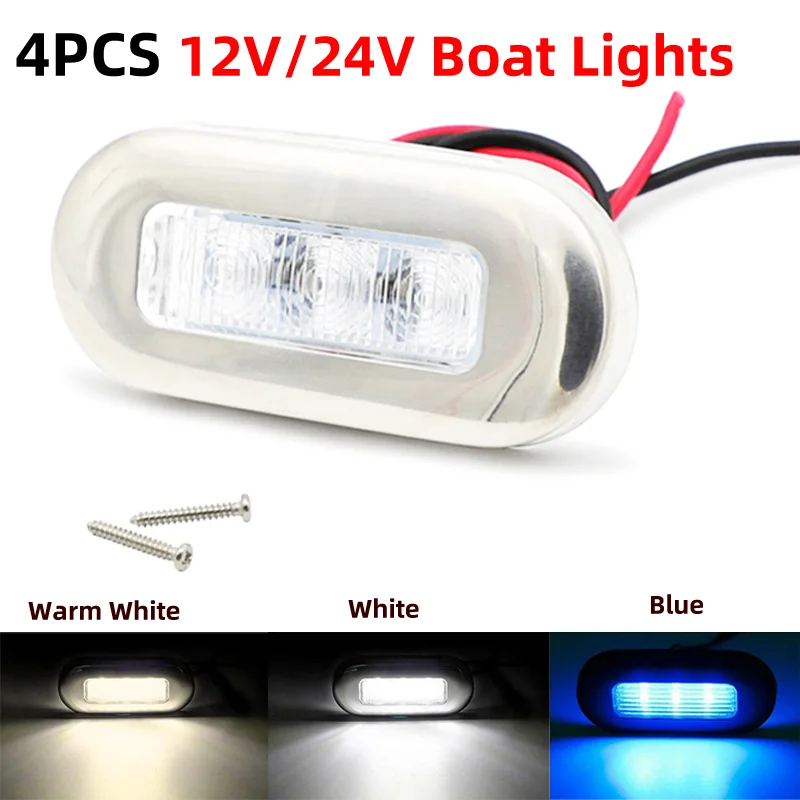 4Pcs Boat Courtesy Lights Stair Deck Transom LED Stern Light Waterproof Boat Indicator Turn Signal Tail Lamp Yacht Marine Lights boat courtesy lights stair deck transom 3 led stern waterproof boat indicator turn signal tail lamp 12v yacht marine lights