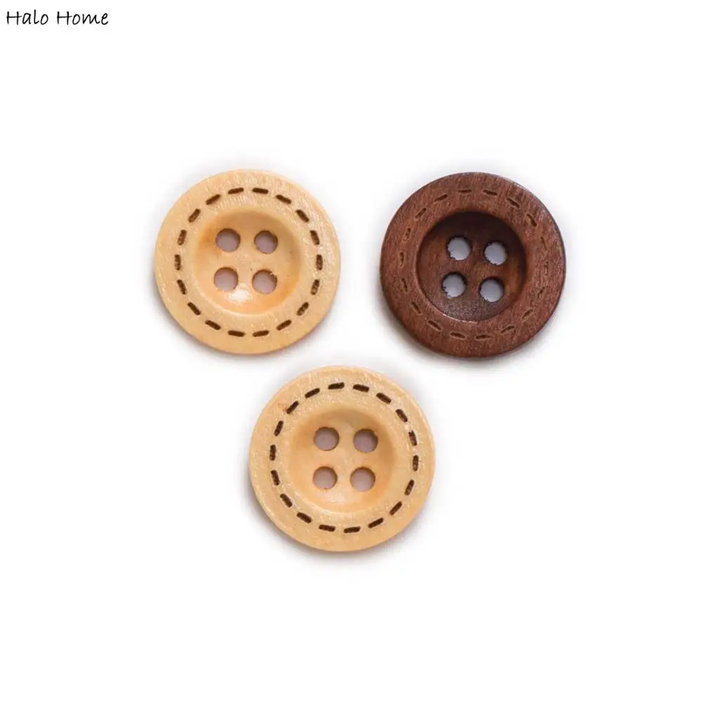 50pcs 4 Hole Wooden Button for Sewing Scrapbooking Clothing Crafts Gift Jacket Blazer Sweaters Handwork Accessories 12.5-18mm