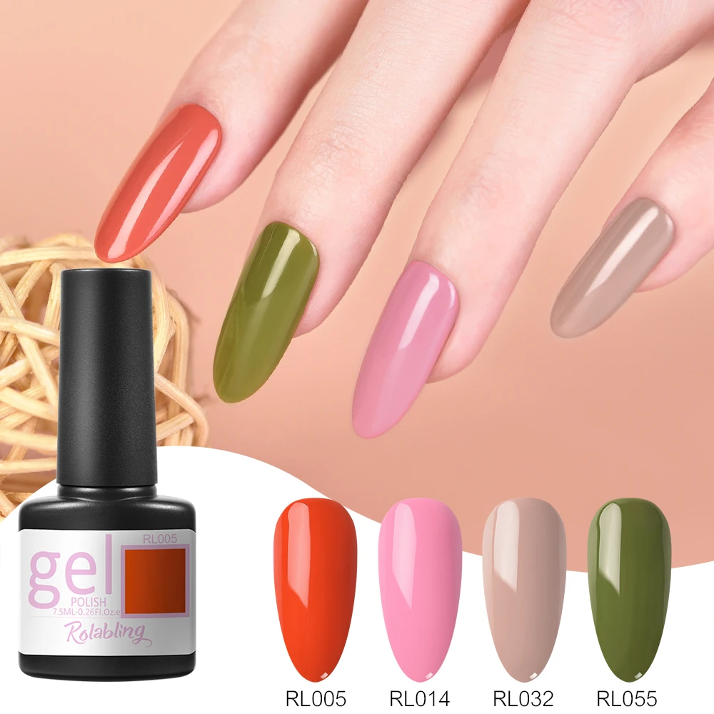 Esmaltes em gel diy para unhas, lâmpada led uv para cobertura superior de unhas, 65 cores, 7.5ml, semipermanente, soak off, rosa