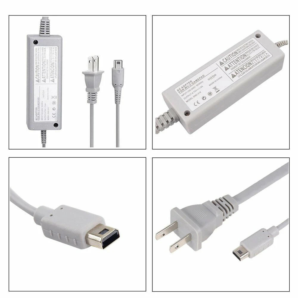 Адаптер для зарядного устройства переменного тока с американской/европейской вилкой для контроллера Wii U, джойстика, американская/европейская вилка, 100-240 В, домашний настенный источник питания для телефона