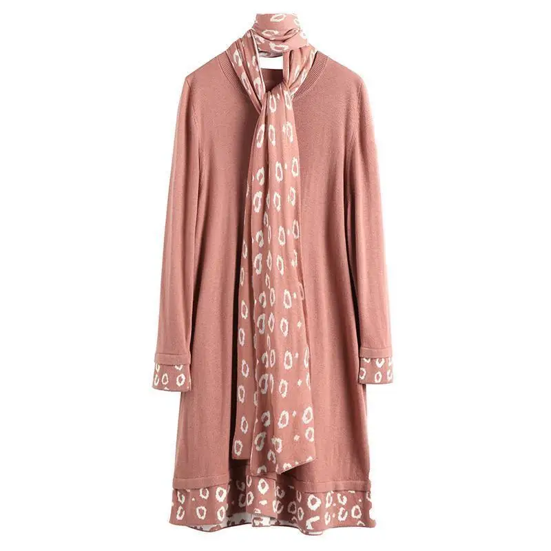 Sjaalkraag Dames Trui 2024 Nieuwe Casual Patchwork Onderkant Trui Oversize Vrouwelijke Kleding Hoge Kwaliteit