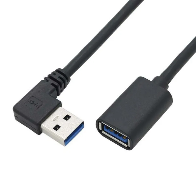 Cabo extensor usb 3.0, macho para fêmea, ângulo reto e esquerdo, adaptador de transmissão rápida 0.3m/0.5m