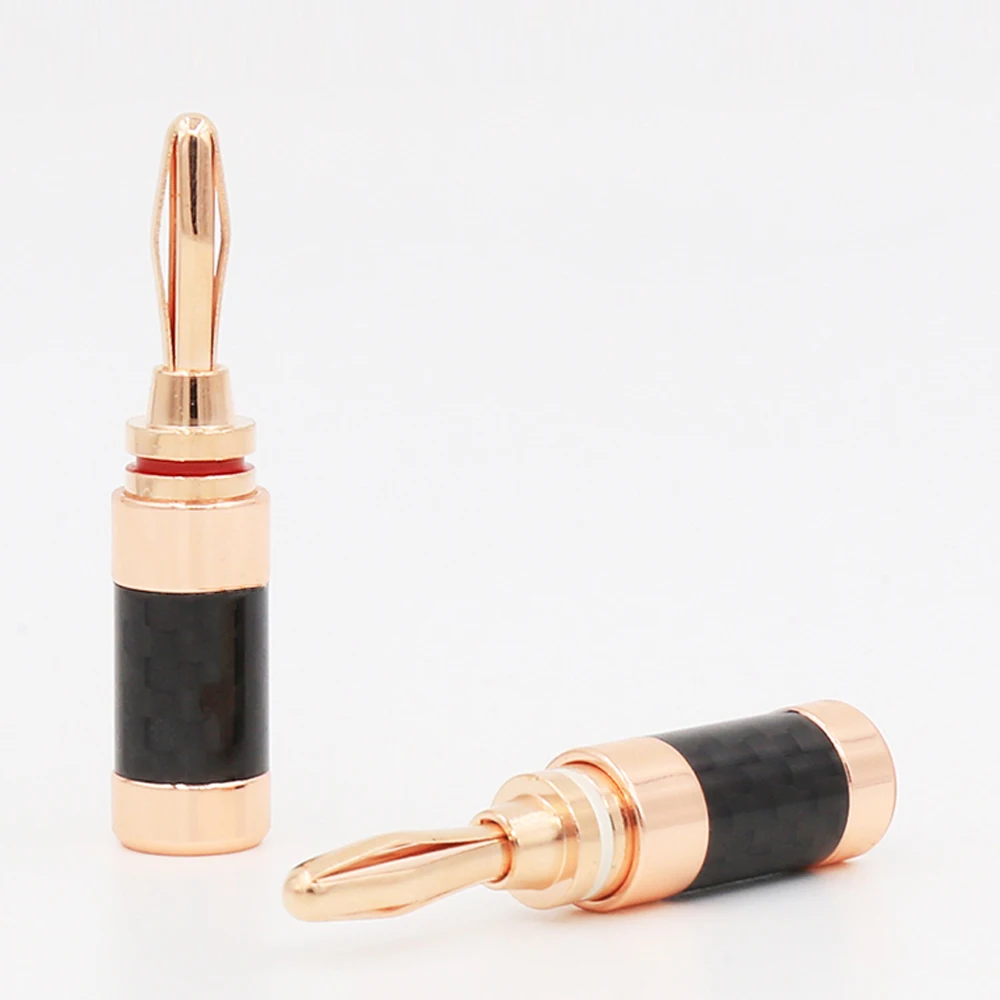 4Pcs BA1435 Carbon Fiber Rose Gold Plated Banana Connector For Speaker Cable