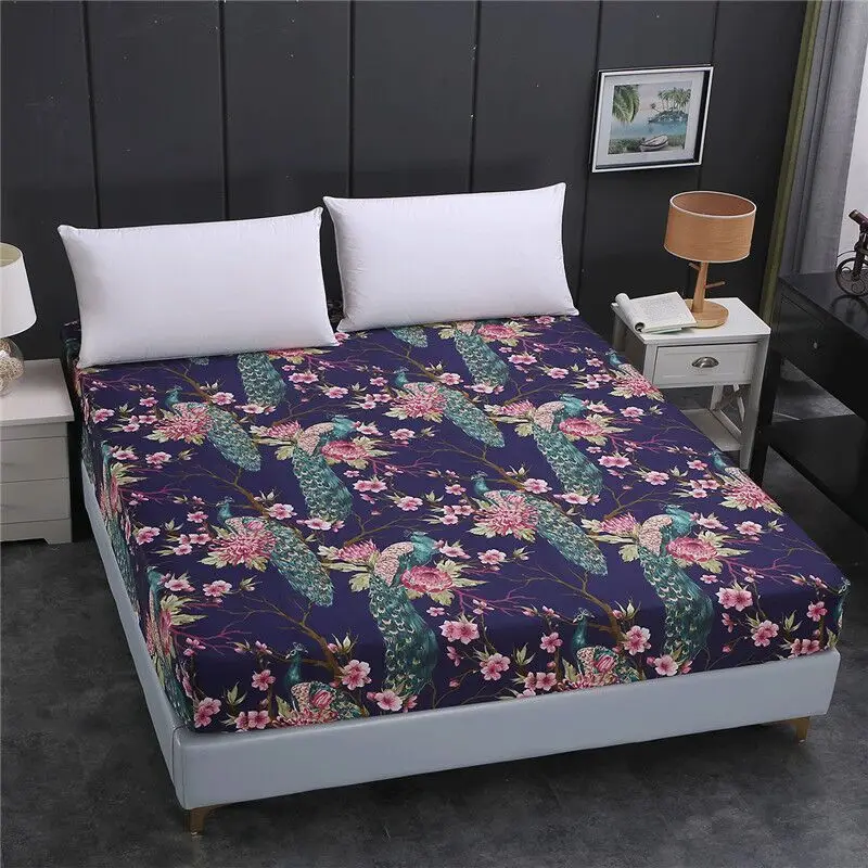 1 piece 100% polyester high-grade active printed fitted sheet adjustable with elastic mattress cover in various sizes