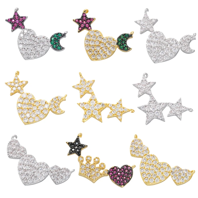 ZHUKOU gold color star moon necklace pendant for women DIY handamde Necklace Jewelry Accessories Supplies Wholesale VD467