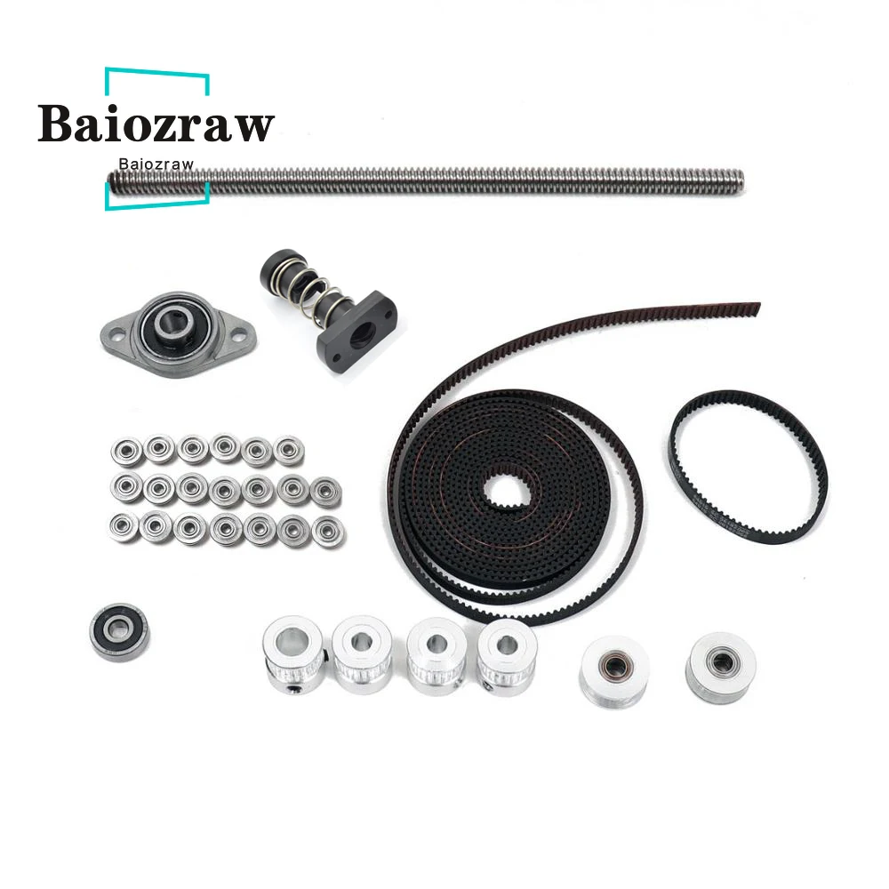 Baiozraw V0 Set GT2 LL-2GT RF Open Timing Belt 2GT 20T 16T Pulley 110-2GT Shaft BearingT8X8 Lead Screw Nut  for Voron 0 Parts