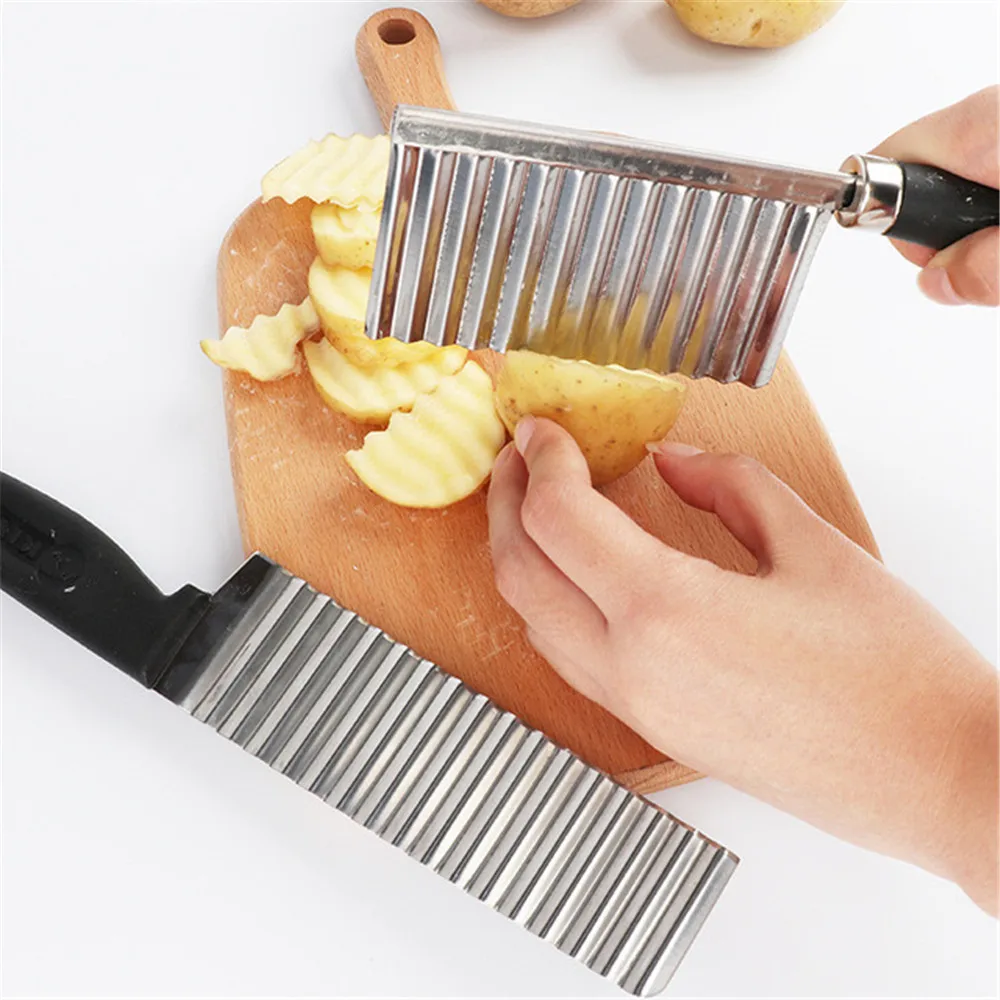 Stainless Steel Spike Potato Slicer Cucumber Carrot Wave Slicer Multi-function Vegetable Cutter Kitchen Knife Tool 1PCS