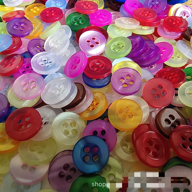 100 Pcs 10 mm Assorted Colored Buttons 4-Hole Round Mixed Color Durable Craft Resin for Sewing Crafts DIY Handmade Ornaments