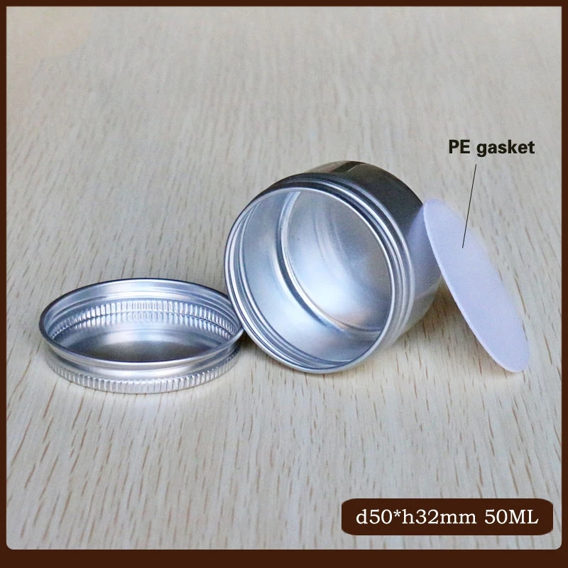 50pcs/lot 50g Aluminum Cosmetic Jar 50mm diameter Cream Pot Inner Lid 50ml Eyes Lip Balm Mask Tin Ointment Hand Cream Box