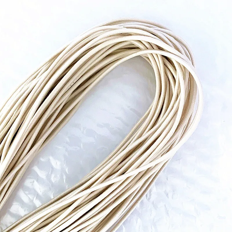 

2mm Beige high elasticity round elastic bandage round elastic rope rubber band elastic line DIY sewing accessories 5-20 meters