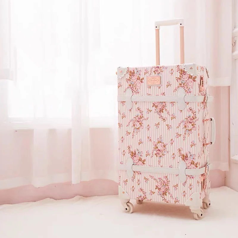 Mode populaire perfecte Trolley Koffer Vrouwen Bloemen 20/22/24/26 inch stijlvolle Rolling Bagage met handtas merk reizen valise