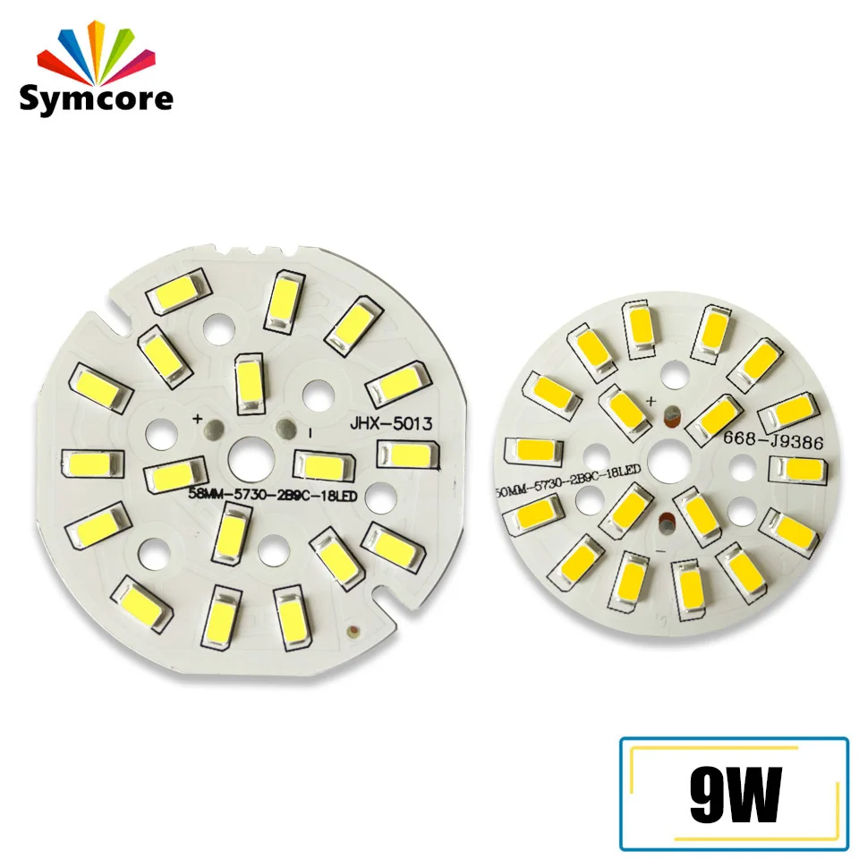 5Pcs 9W SMD5730 Brightness Light Board LED Lamp Panel 50mm 58mm 65mm 78mm 85mm For DIY Ceiling Bulb Light Downlight