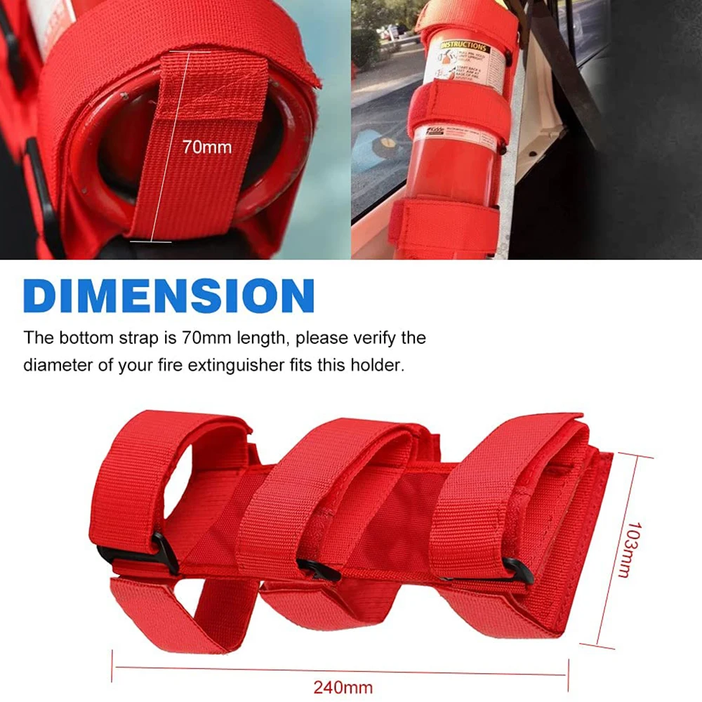 Fire Extinguisher Strap Holder Adjustable Extinguisher Mount Bracket Roll Bar Compatible for Jeep Wrangler JK JKU JL TJ CJ